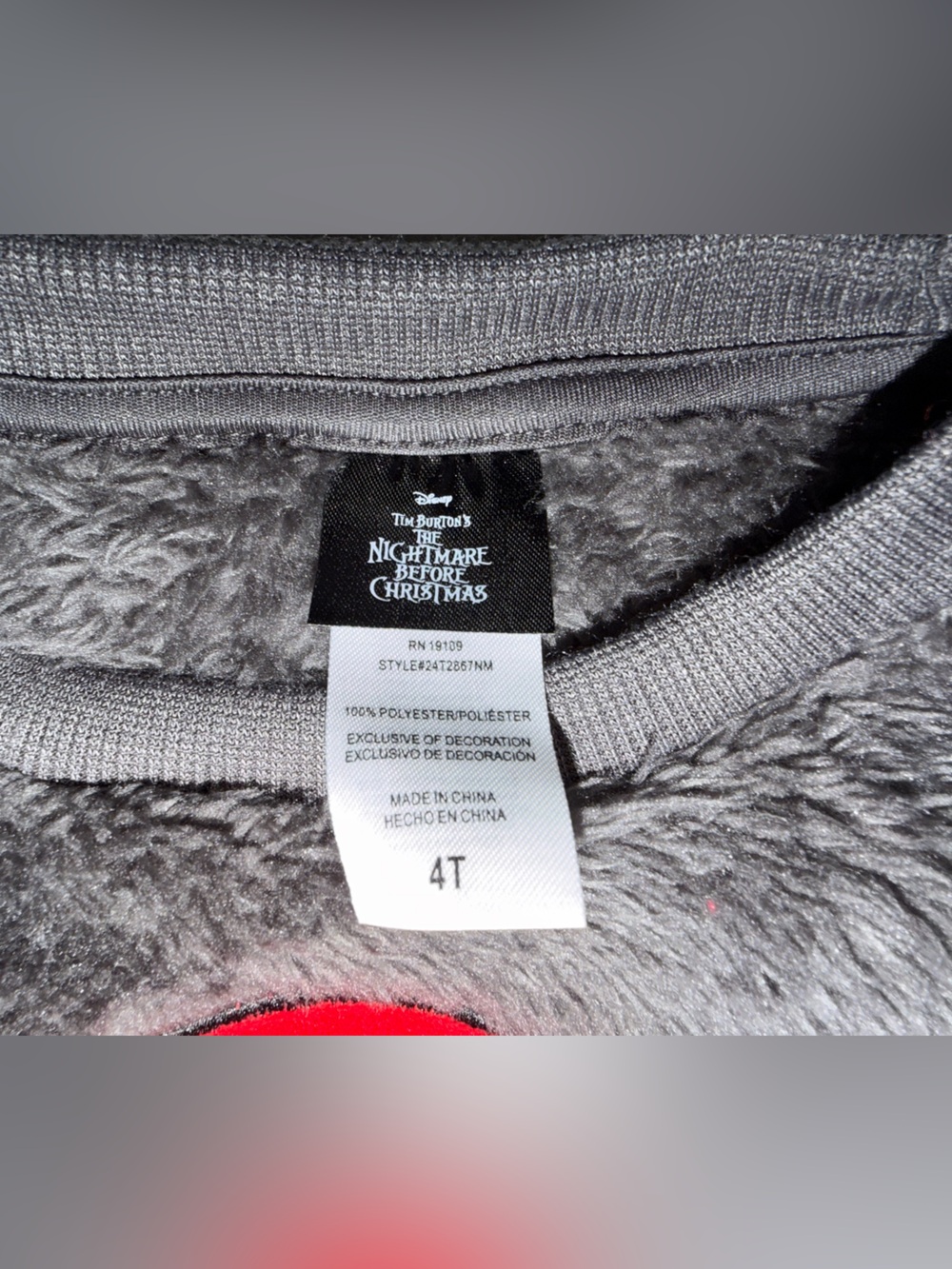 Disney Nightmare Before Christmas Jack Skellington Sherpa Pullover NWT 4T - Picture 4 of 7